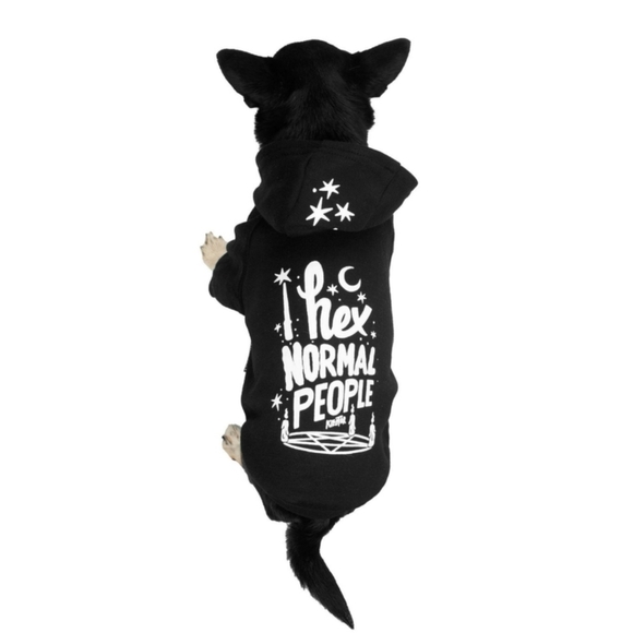 Killstar “Hex” Pet Hoodie – Black Jersey Cotton w/ “I Hex Normal People” Graphic - Picture 1 of 12